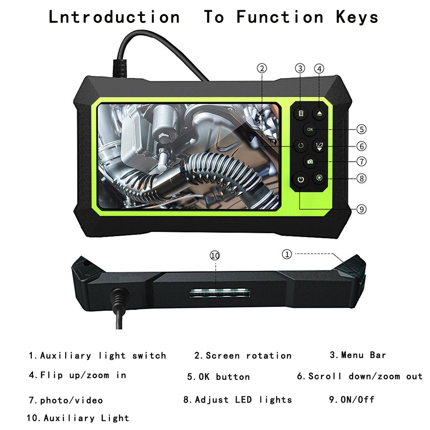 B315 7m Wire 5mm Dual Lens Inspection Camera 4.3-inch Screen Waterproof Endoscope 6+1 LED Industrial Borescope