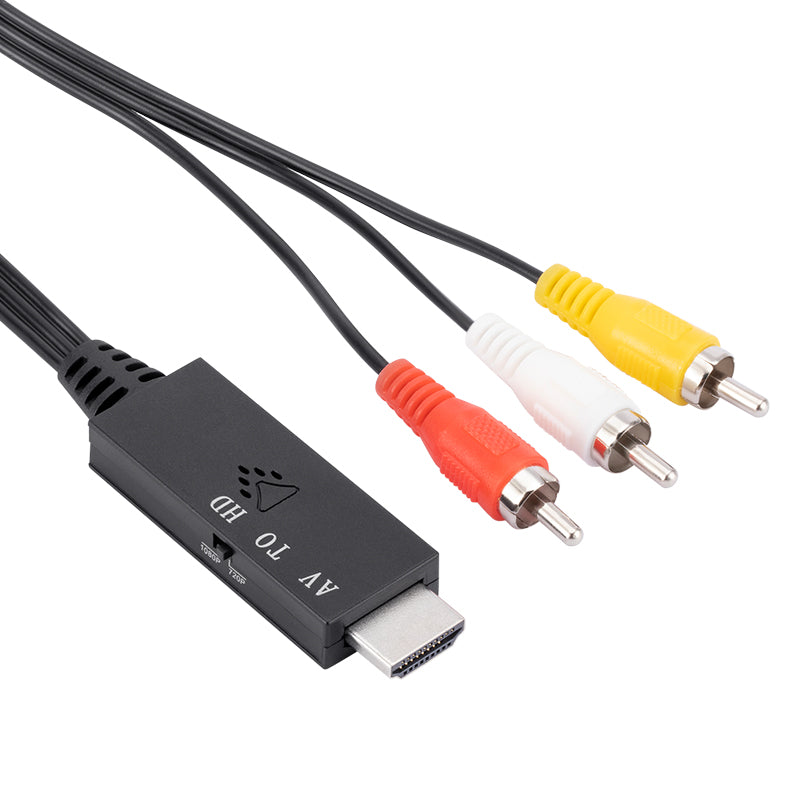 1m RCA to HDMI Converter AV 3-Lotus AV to HDMI Cable Adapter Game Set-Top Box AV Adapter Cable