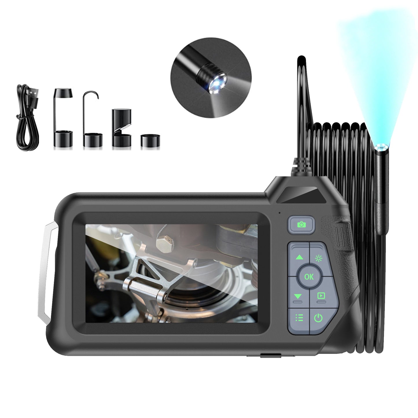 M60 10m Wire 4.3-inch IPS Screen Borescope 5mm Single-Lens 6-LED IP67 Waterproof Endoscope Camera