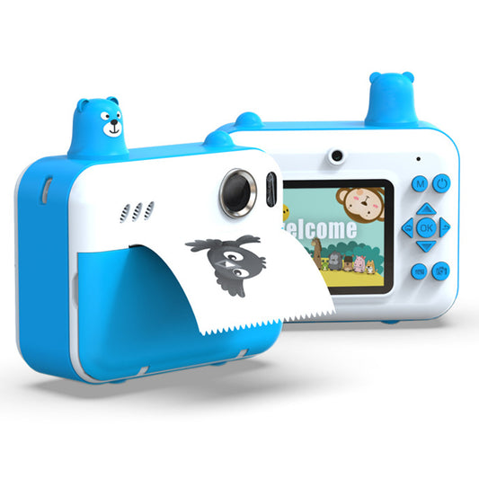 IPS 2.36&quot; HD Display Children Camera Thermal Printing Photo Cartoon Camera Toy Dual Lens Camera Printer - Sky Blue