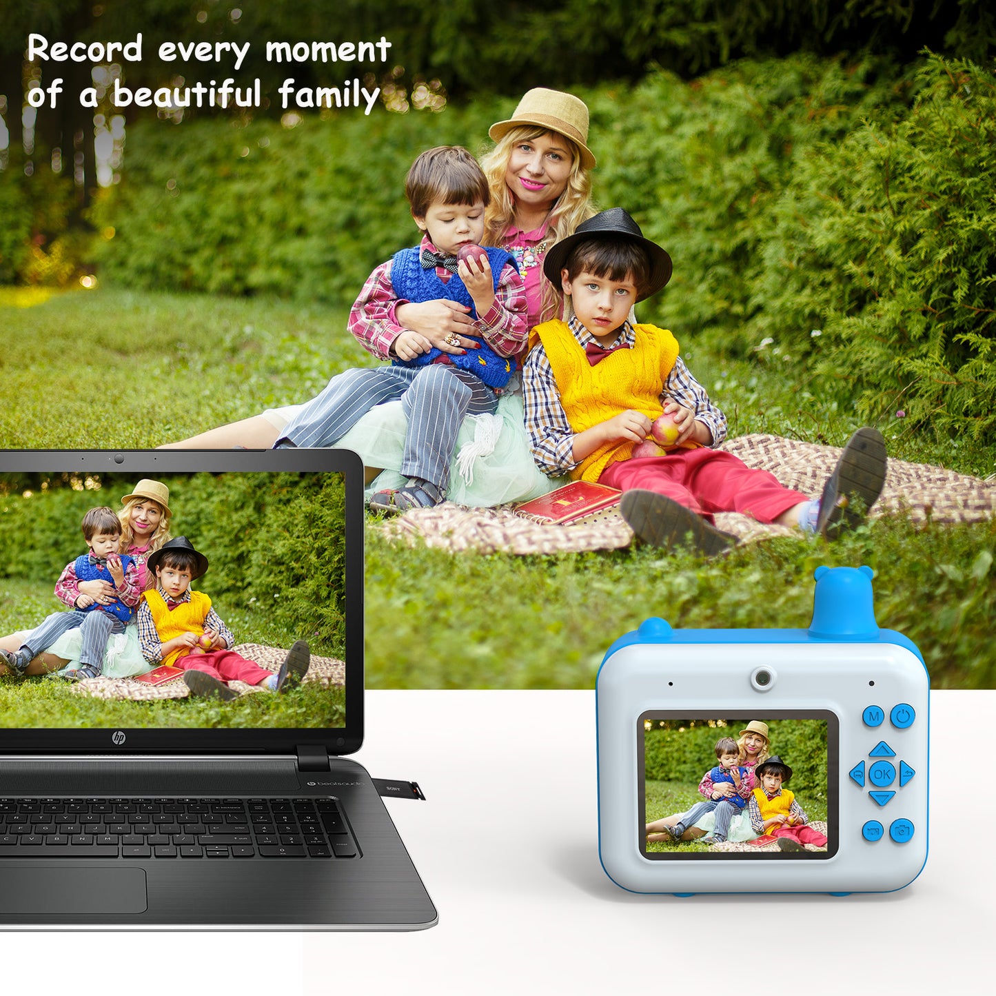 IPS 2.36&quot; HD Display Children Camera Thermal Printing Photo Cartoon Camera Toy Dual Lens Camera Printer - Yellow