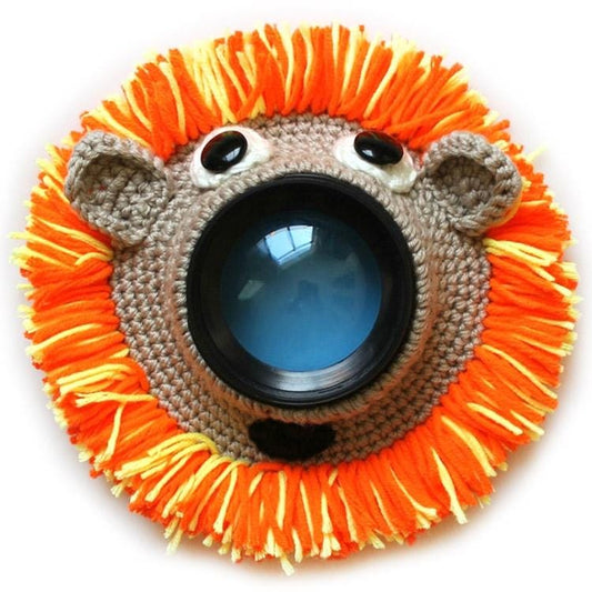 Hand-knitted Wool Camera Lens Animal Decoration Ring Baby Photo Guide Props (Orange Lion)