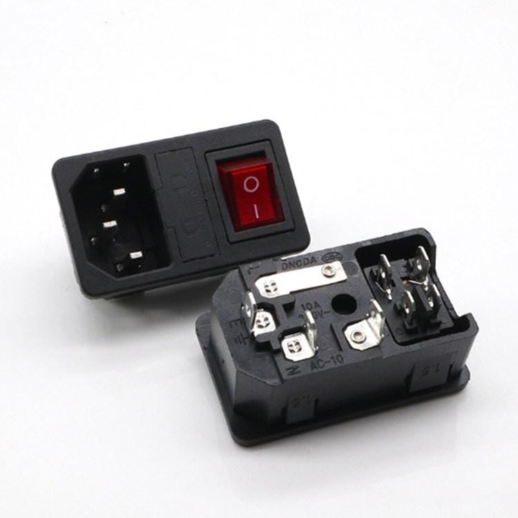 10 PCS AC-01 Three Pins Power Socket with Safety Switch Socket
