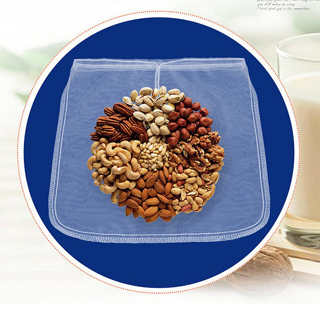 Nut Milk Bags Nylon for Cheese/Tea/Yogurt/Juice/Wine/Soup/Herbs Washable 20x20cm