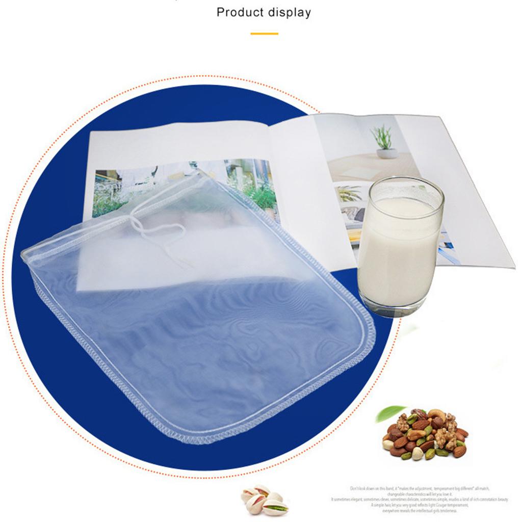 Nut Milk Bags Nylon for Cheese/Tea/Yogurt/Juice/Wine/Soup/Herbs Washable 20x30cm