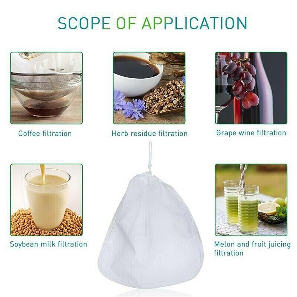 Nut Milk Bags Nylon for Cheese/Tea/Yogurt/Juice/Wine/Soup/Herbs Washable 40x45cm