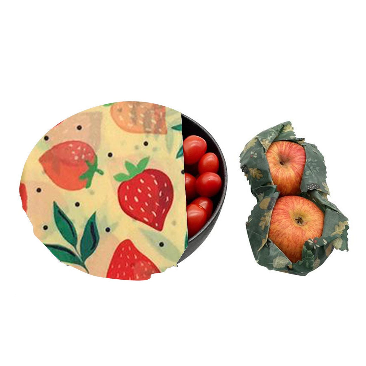 4Pcs Reusable Beeswax Food Wraps for Bread Sandwich Bees Wax Strawberry