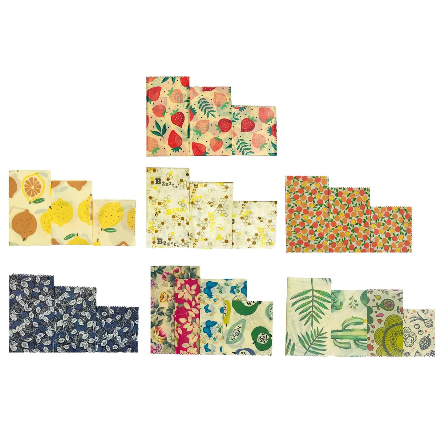 4Pcs Reusable Beeswax Food Wraps for Bread Sandwich Bees Wax Strawberry