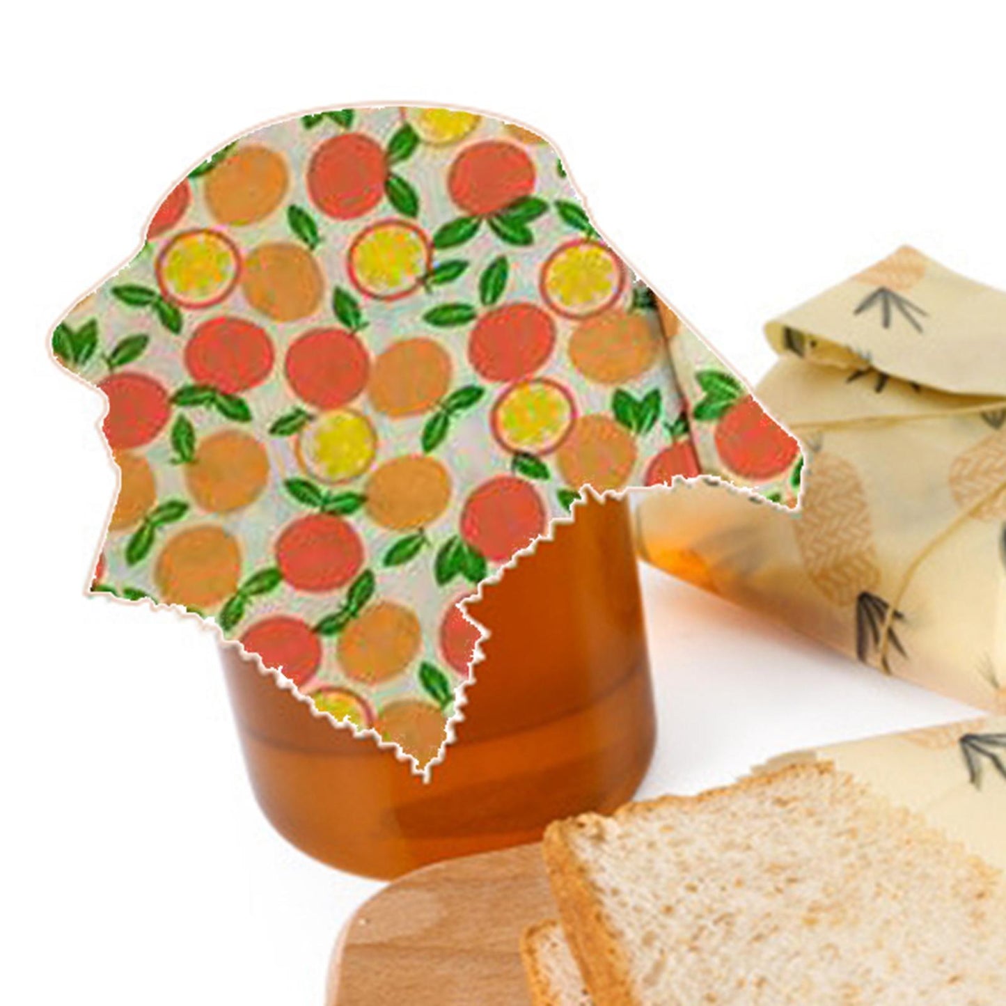 4Pcs Reusable Beeswax Food Wraps for Bread Sandwich Bees Wax Orange