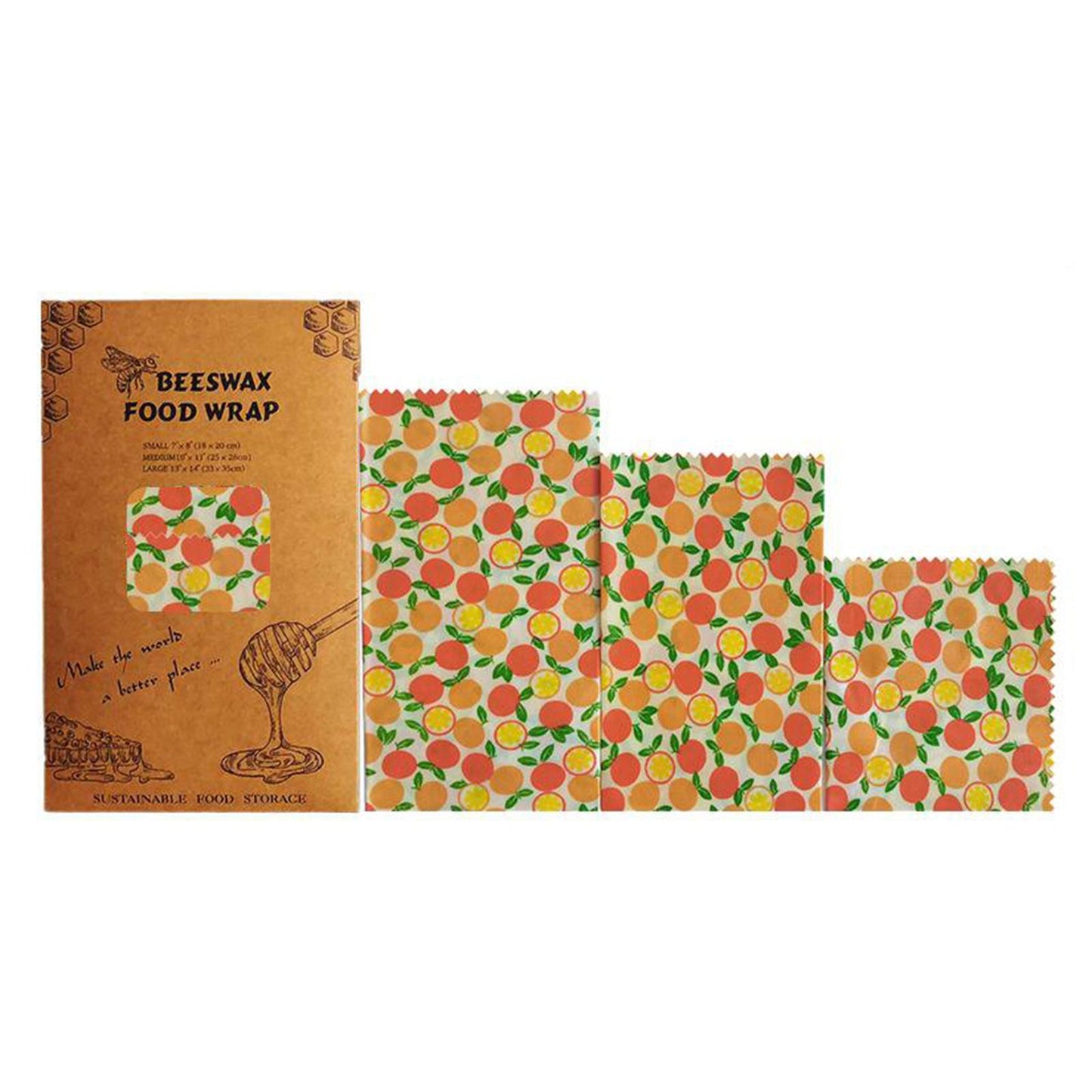 4Pcs Reusable Beeswax Food Wraps for Bread Sandwich Bees Wax Orange