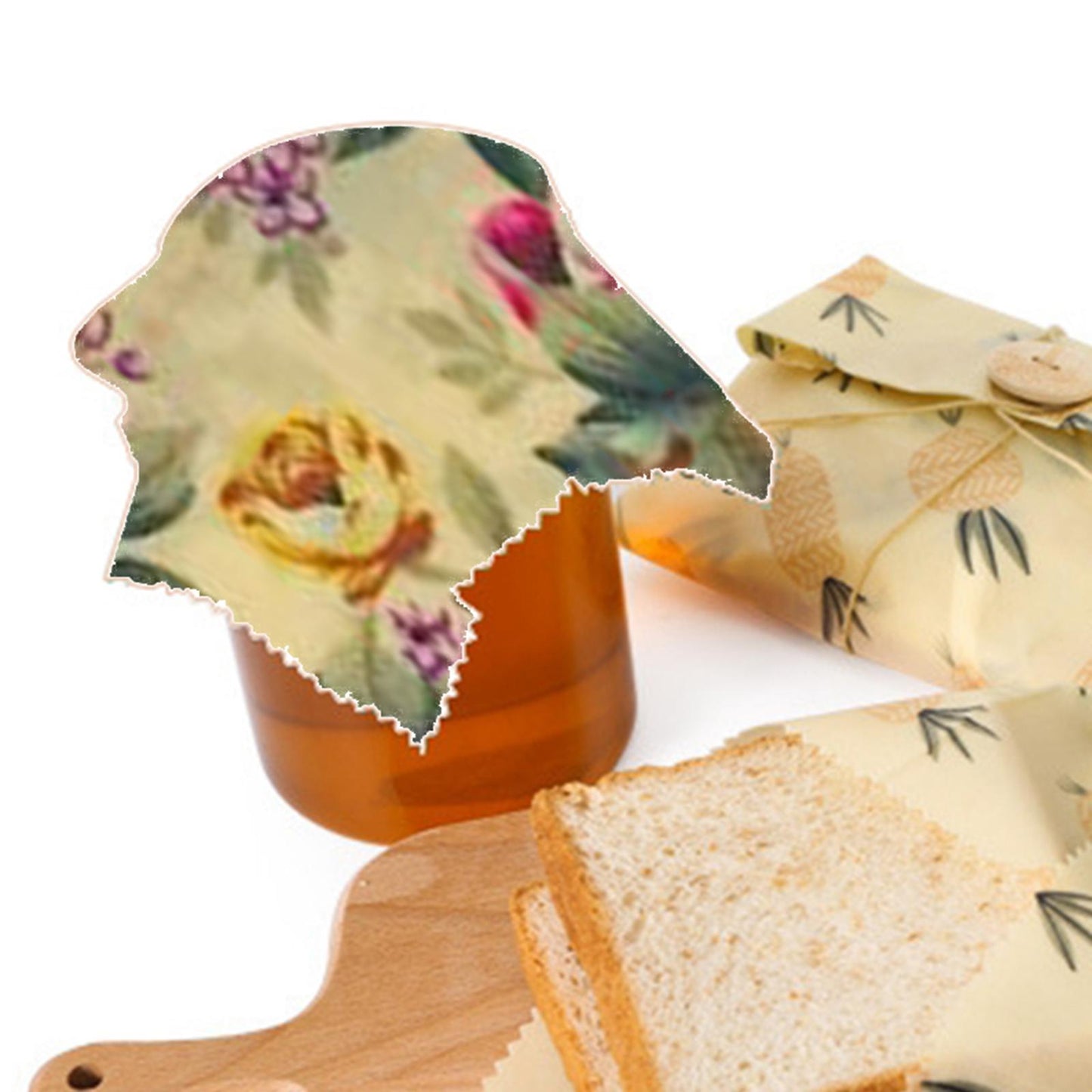 4Pcs Reusable Beeswax Food Wraps for Bread Sandwich Bees Wax Floral