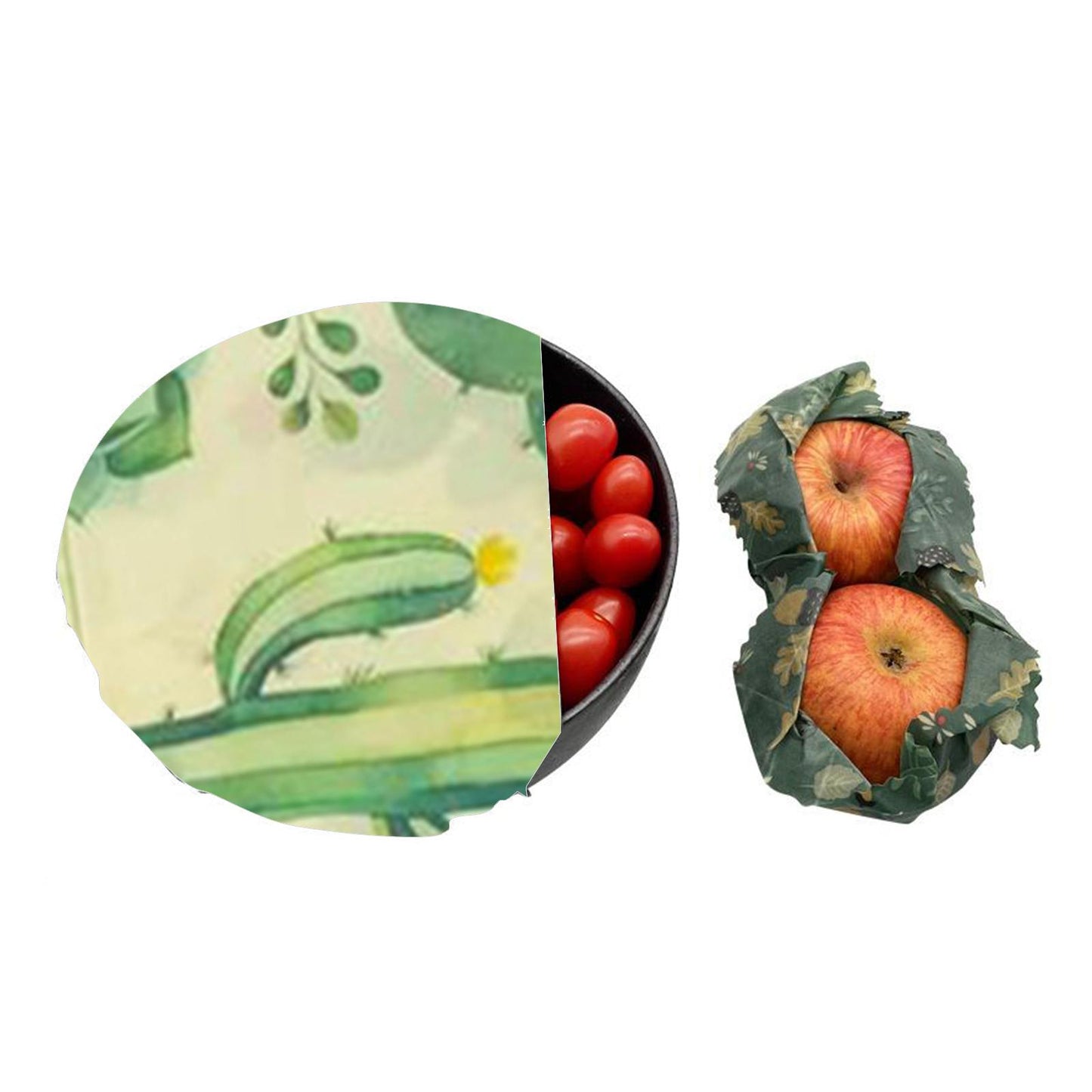 4Pcs Reusable Beeswax Food Wraps for Bread Sandwich Bees Wax Green Leaf