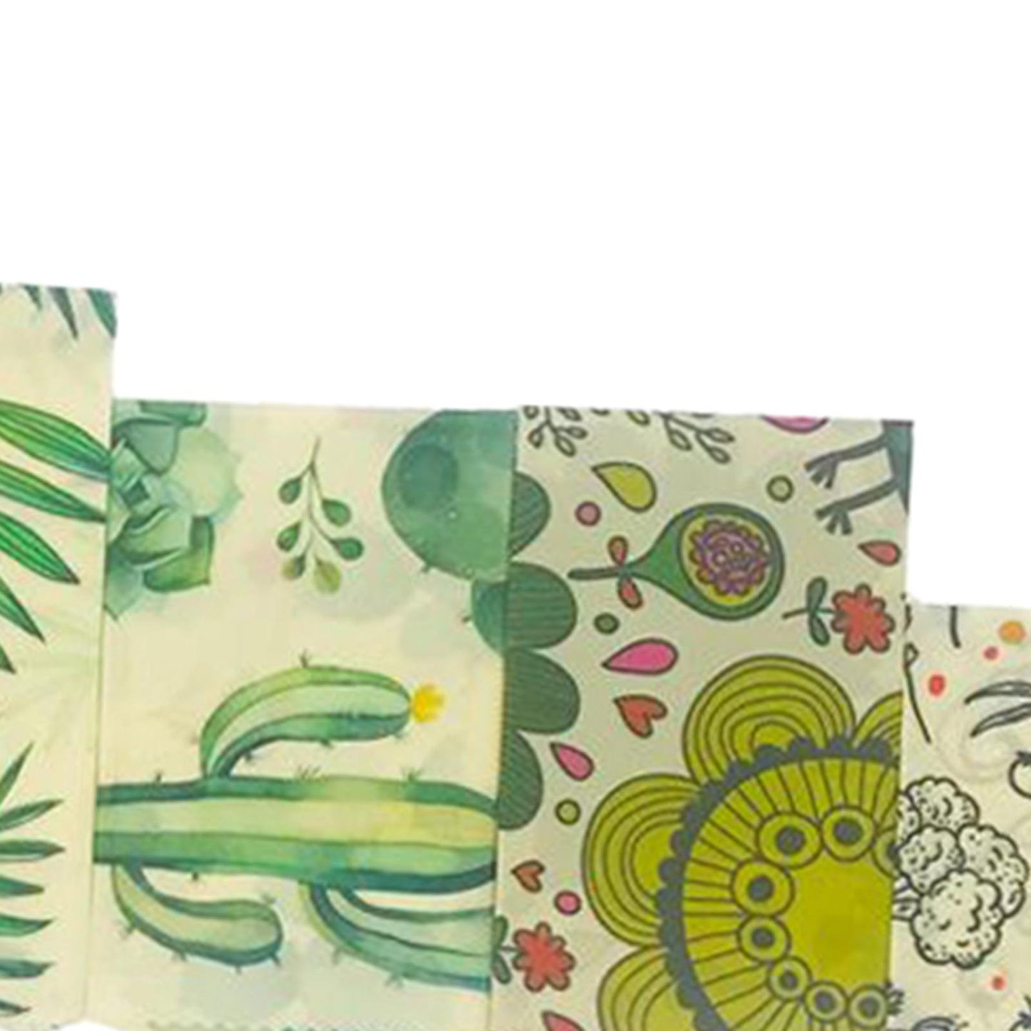 4Pcs Reusable Beeswax Food Wraps for Bread Sandwich Bees Wax Green Leaf