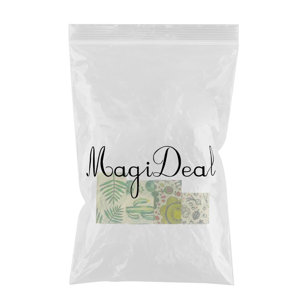 4Pcs Reusable Beeswax Food Wraps for Bread Sandwich Bees Wax Green Leaf