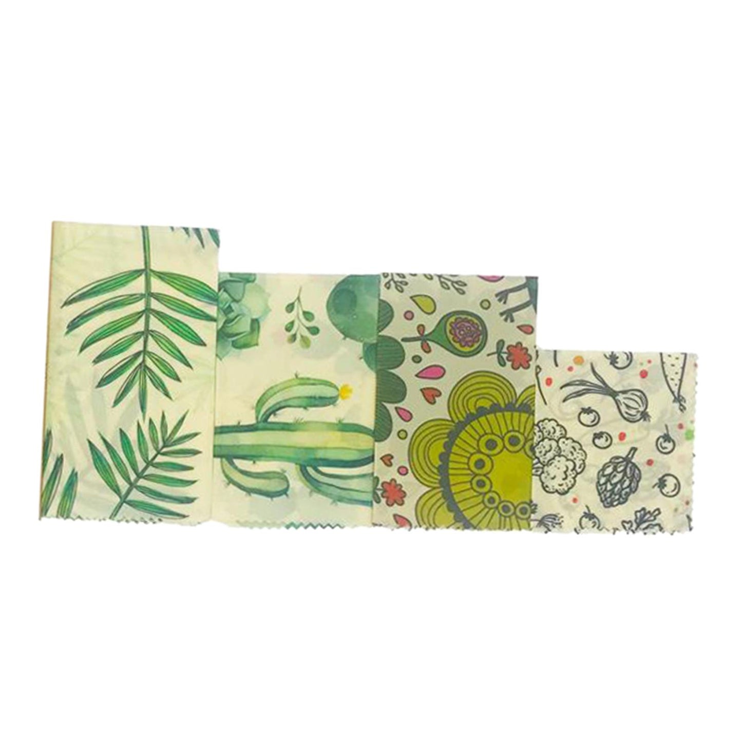 4Pcs Reusable Beeswax Food Wraps for Bread Sandwich Bees Wax Green Leaf