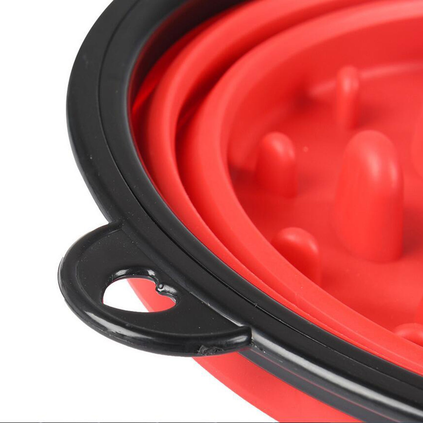 Slow Feeder Dog Bowl Collapsible Pet Cat Food Dish Water Feeding Red
