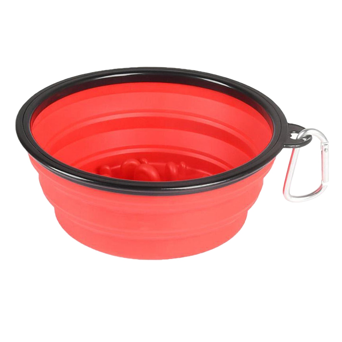 Slow Feeder Dog Bowl Collapsible Pet Cat Food Dish Water Feeding Red