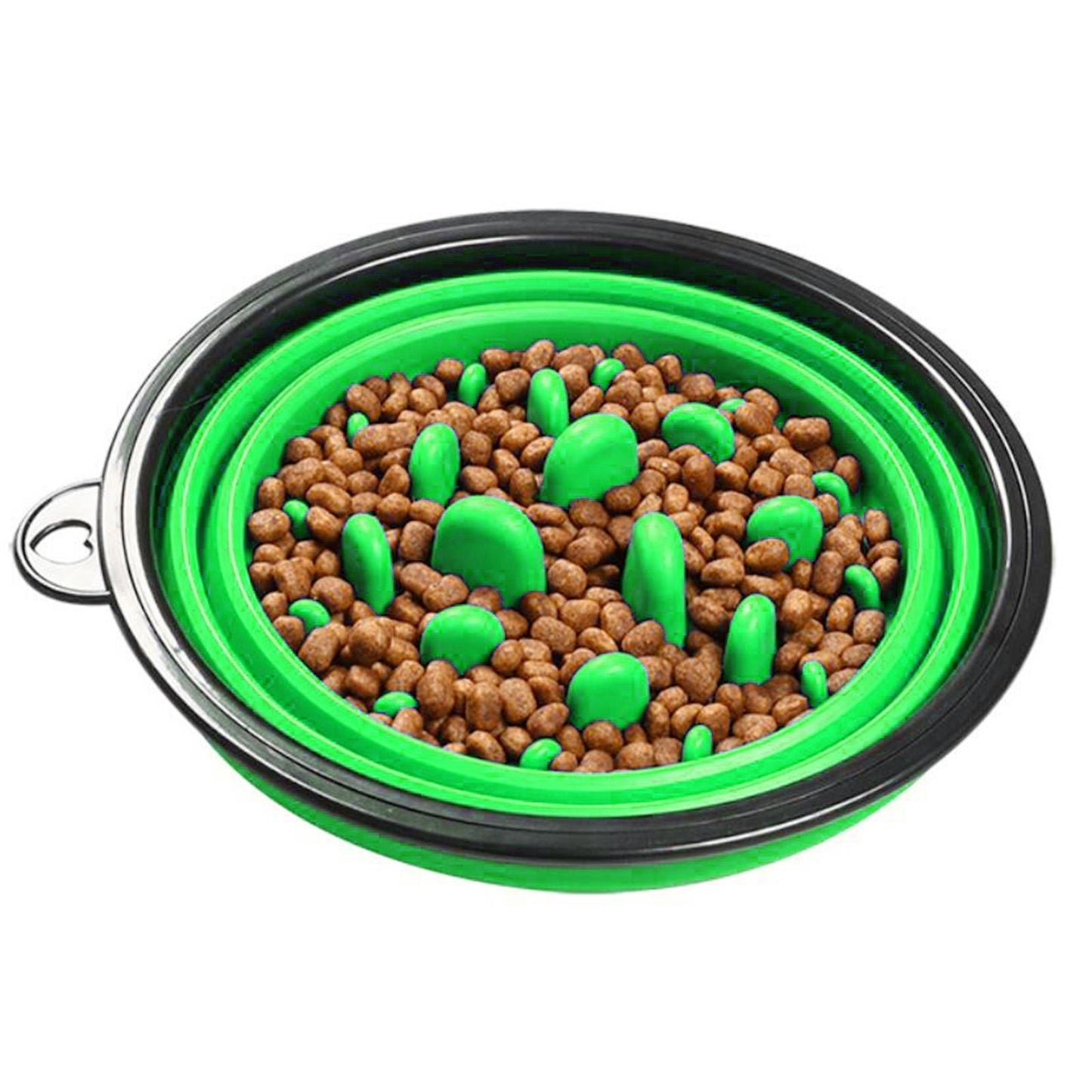 Slow Feeder Dog Bowl Collapsible Pet Cat Food Dish Water Feeding Green