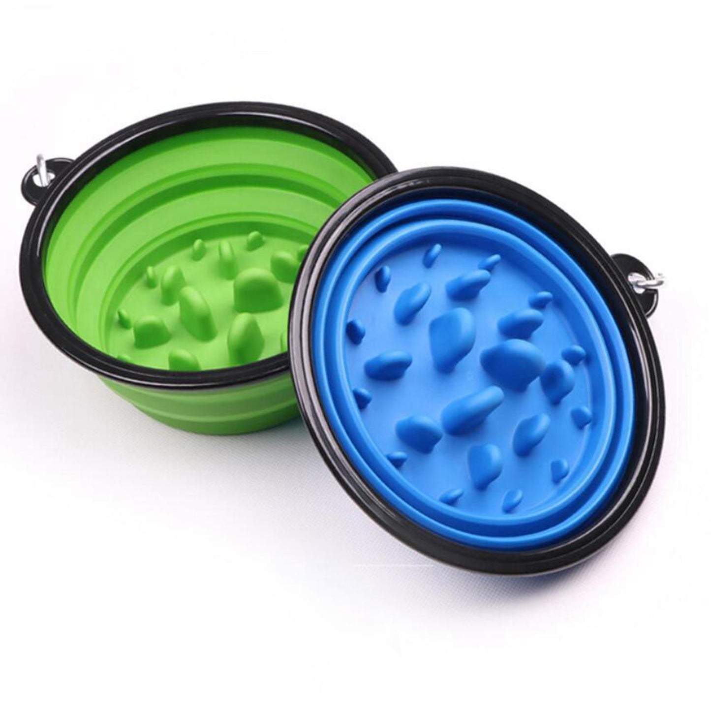 Slow Feeder Dog Bowl Collapsible Pet Cat Food Dish Water Feeding Green