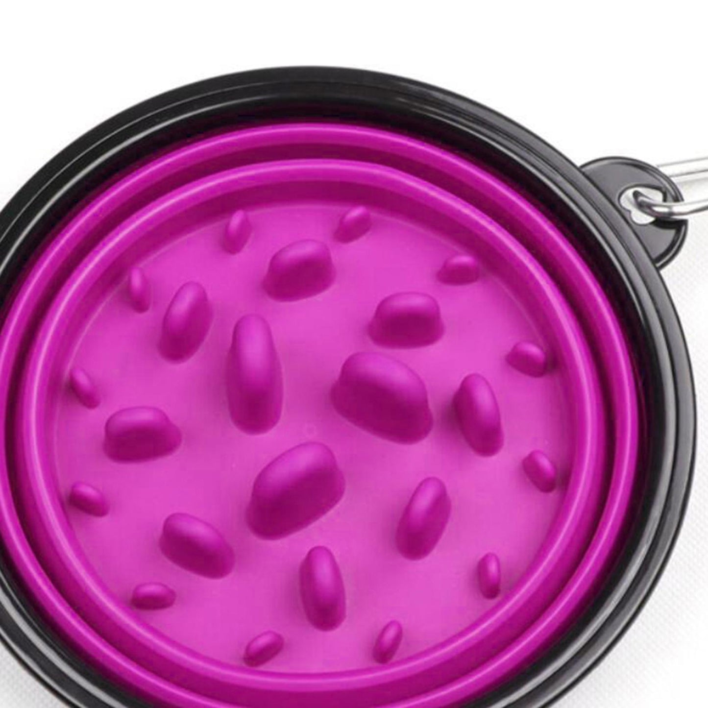 Slow Feeder Dog Bowl Collapsible Pet Cat Food Dish Water Feeding Purple