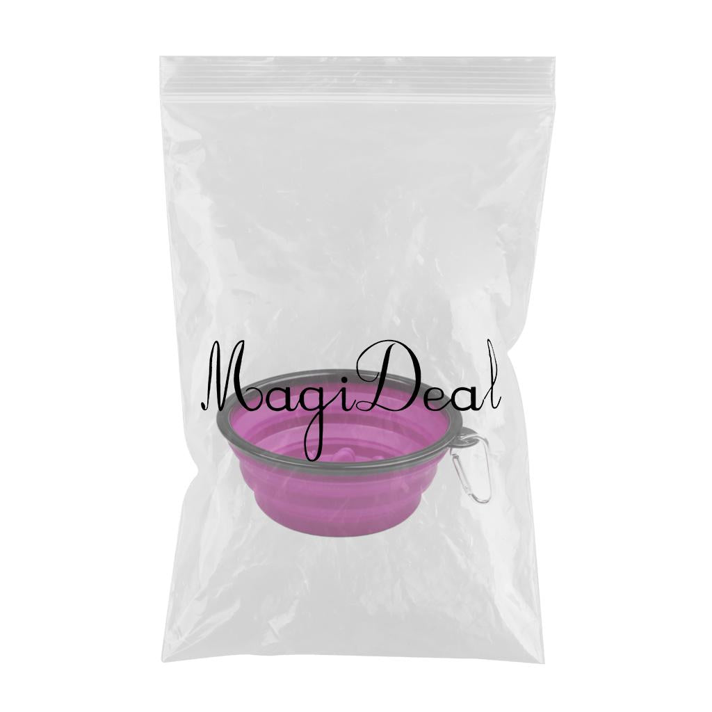 Slow Feeder Dog Bowl Collapsible Pet Cat Food Dish Water Feeding Purple