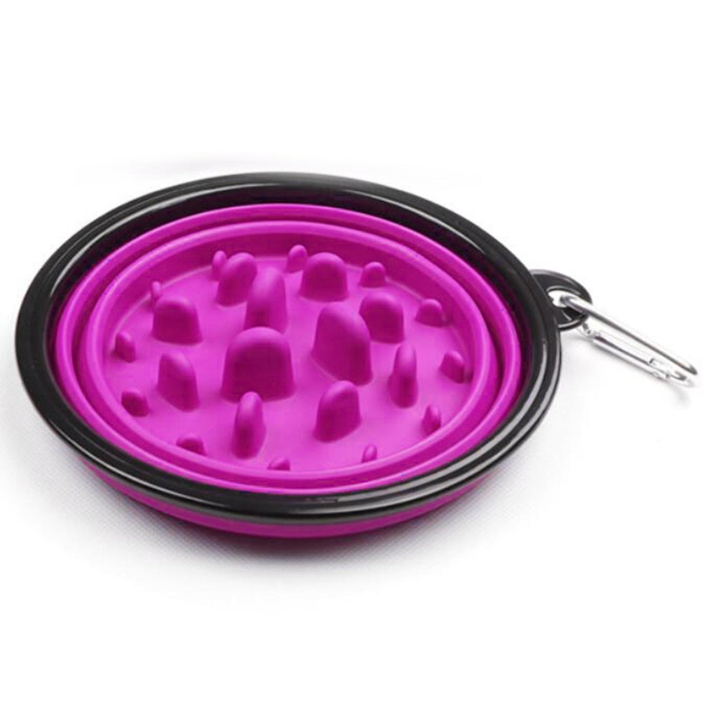 Slow Feeder Dog Bowl Collapsible Pet Cat Food Dish Water Feeding Purple