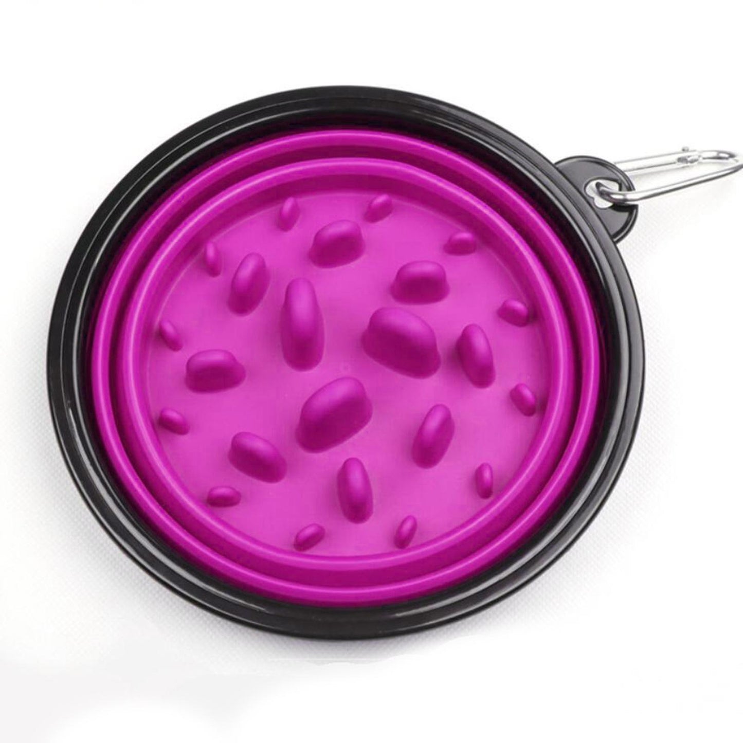 Slow Feeder Dog Bowl Collapsible Pet Cat Food Dish Water Feeding Purple