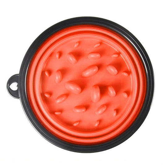 Slow Feeder Dog Bowl Collapsible Pet Cat Food Dish Water Feeding Orange