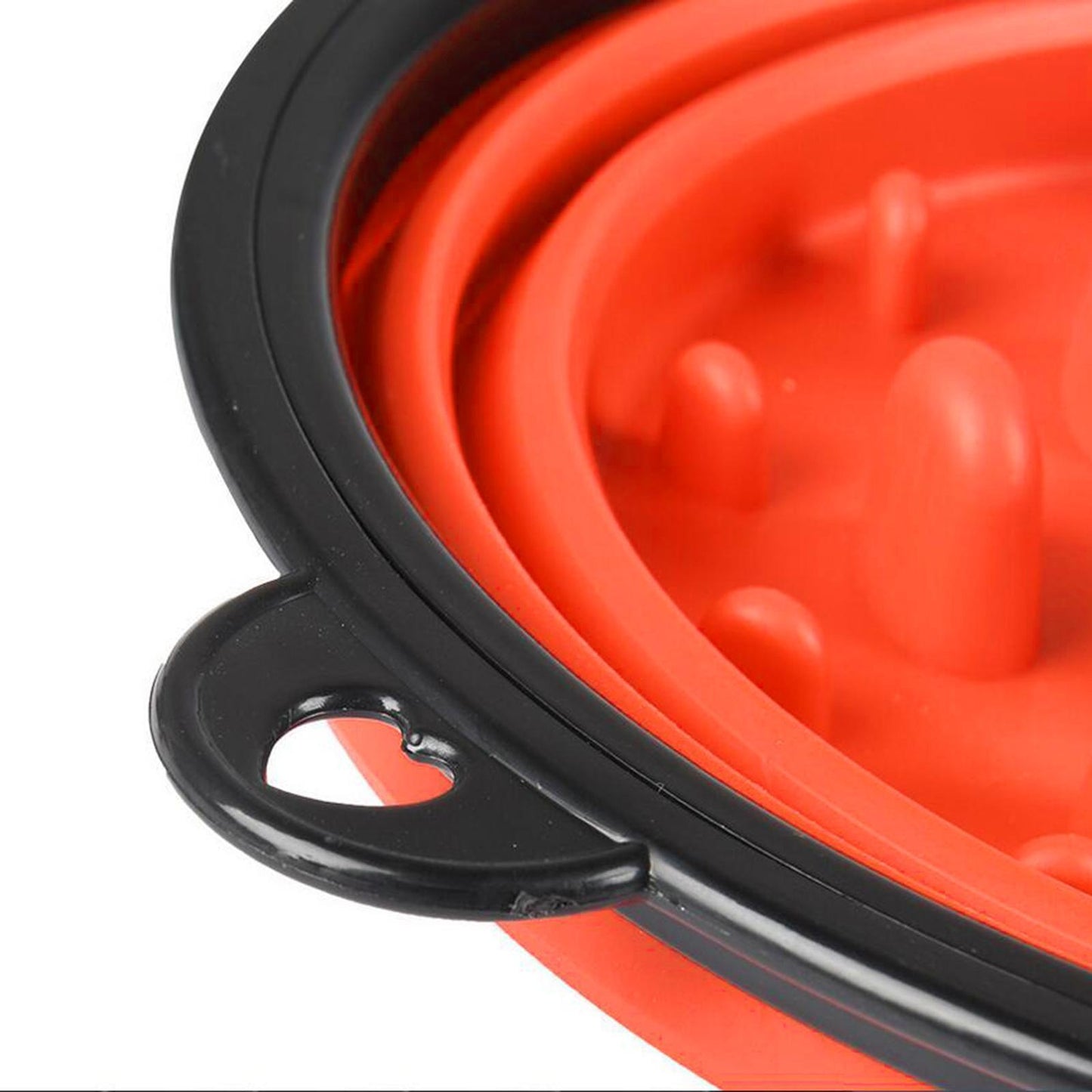 Slow Feeder Dog Bowl Collapsible Pet Cat Food Dish Water Feeding Orange