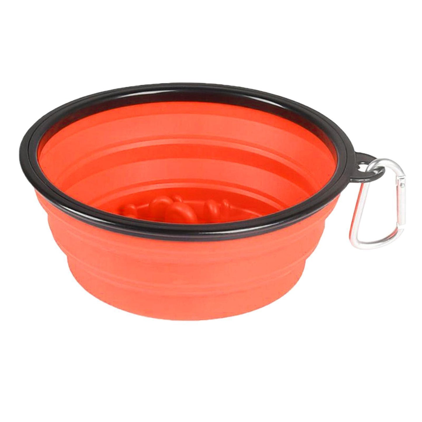 Slow Feeder Dog Bowl Collapsible Pet Cat Food Dish Water Feeding Orange