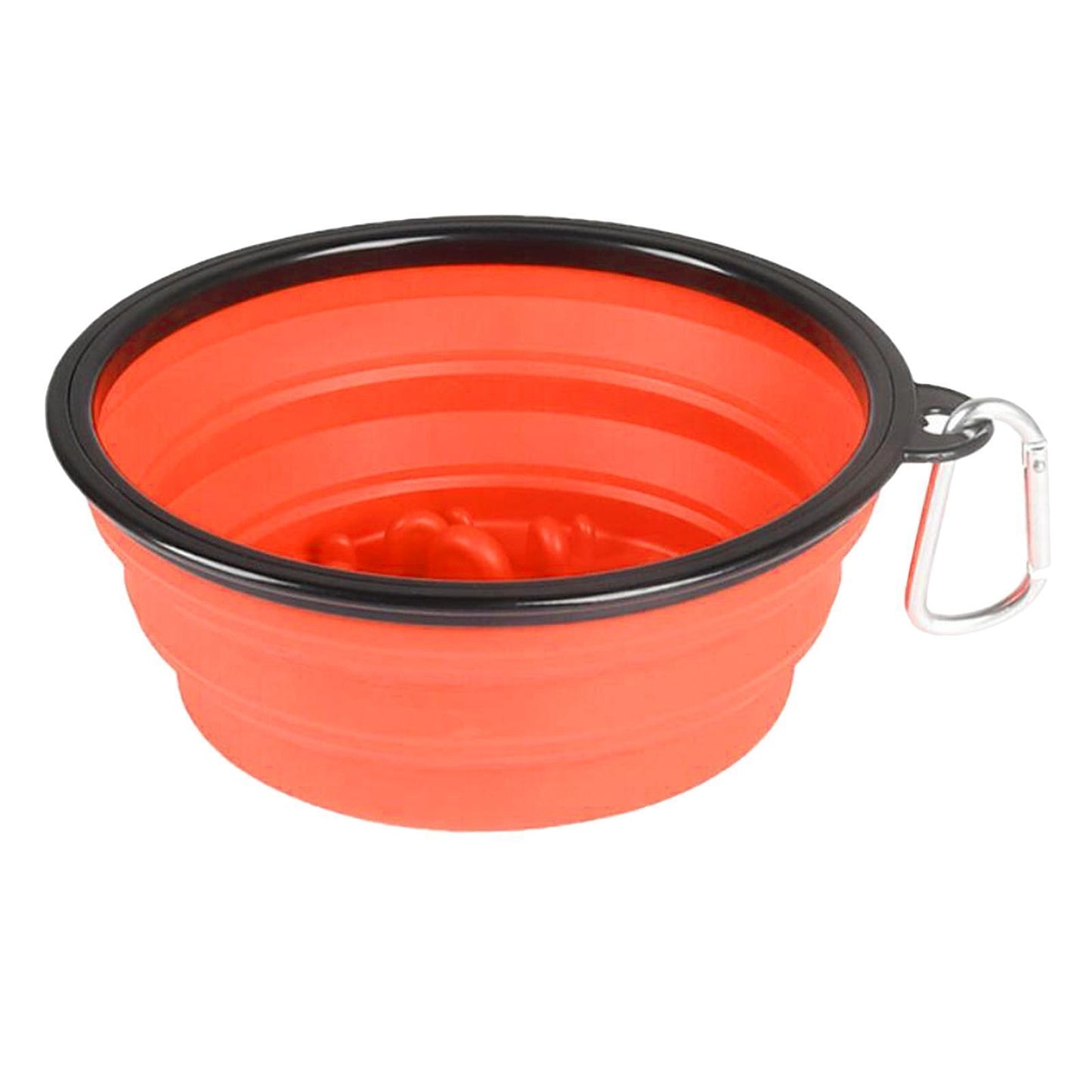 Slow Feeder Dog Bowl Collapsible Pet Cat Food Dish Water Feeding Orange