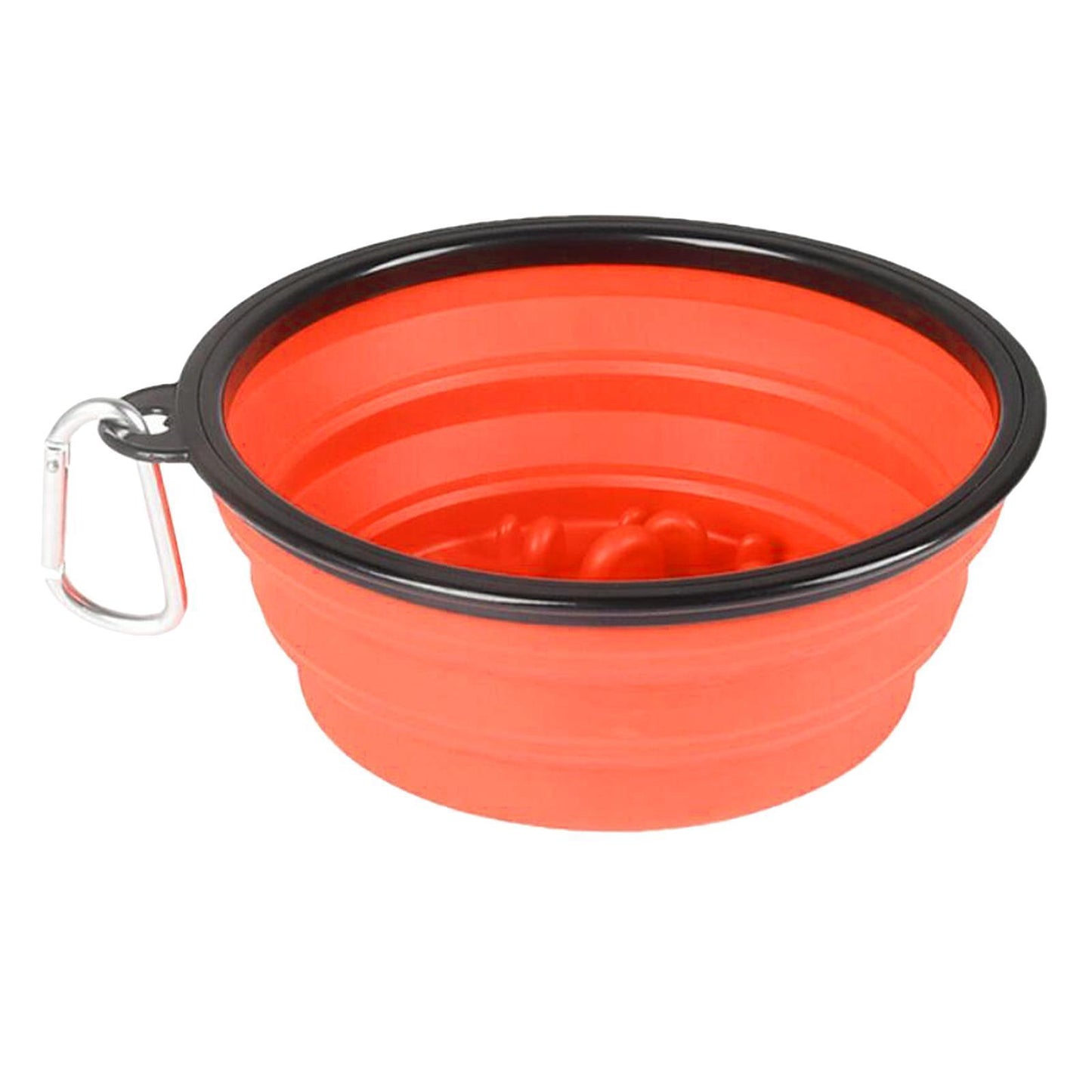 Slow Feeder Dog Bowl Collapsible Pet Cat Food Dish Water Feeding Orange