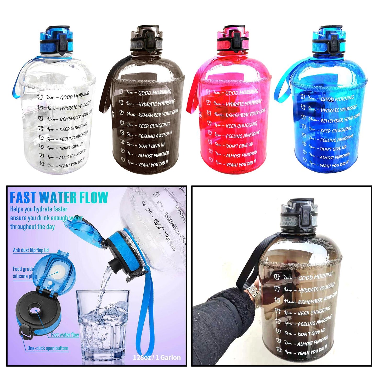 Premium Water Bottle Sports Leakproof Home Gym Fitness Workout Gears White