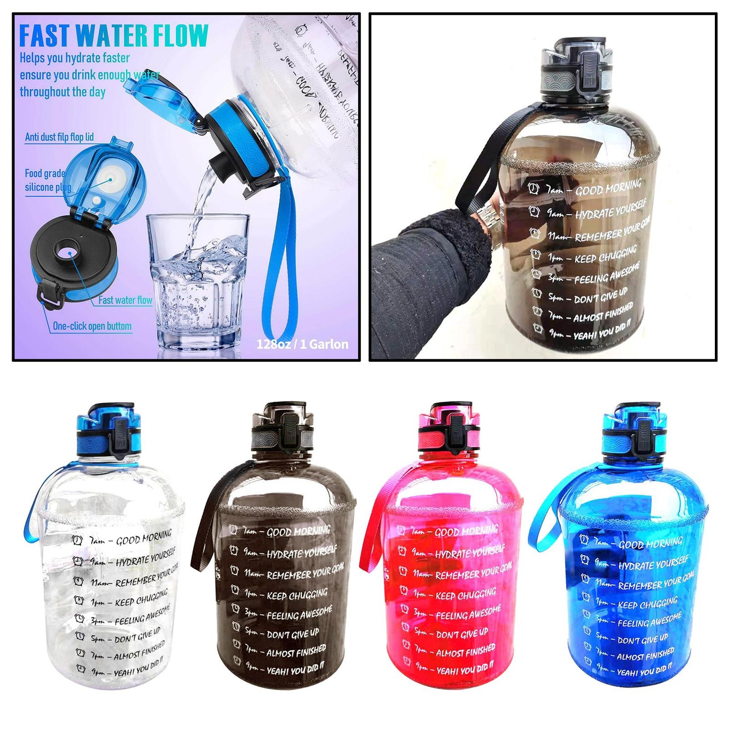 Premium Water Bottle Sports Leakproof Home Gym Fitness Workout Gears White