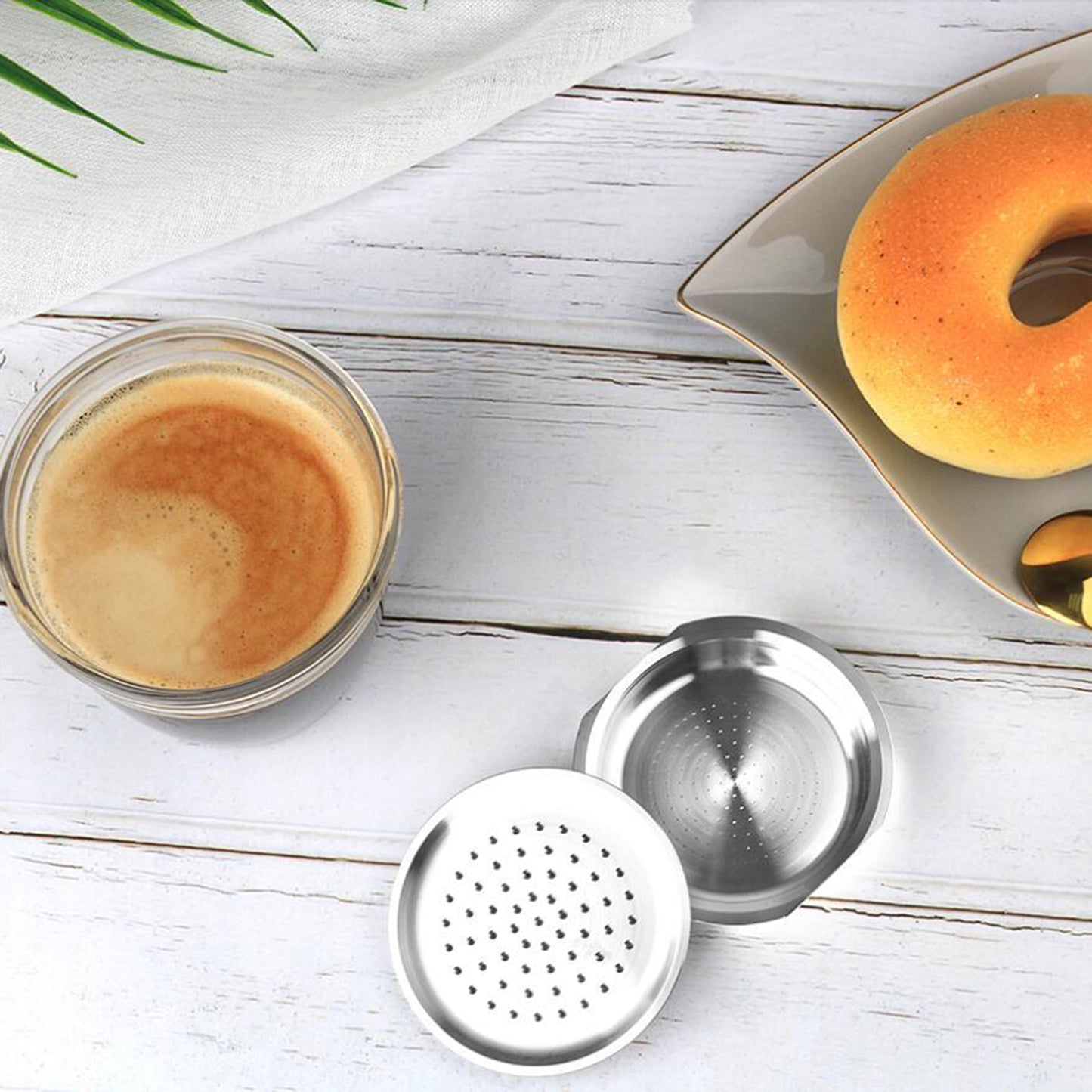 Stainless Steel Coffee Capsule with Brush Spoon for Senseo Coffee Machine