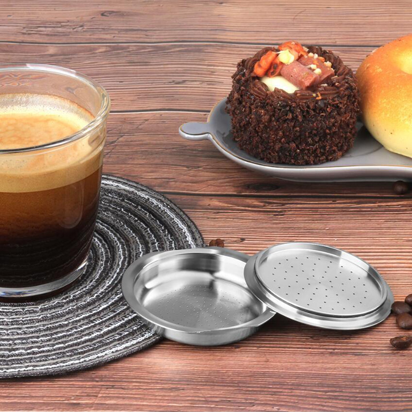 Stainless Steel Coffee Capsule with Brush Spoon for Senseo Coffee Machine