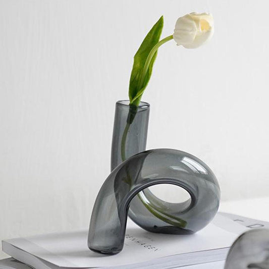 Nordic Glass Flower Vase Floral Display Table Flower Arrangement Gray