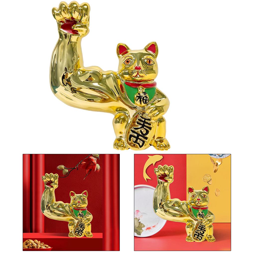 Lucky Cat Figure Creative Feng Shui Animal Statue Table Display Decorative