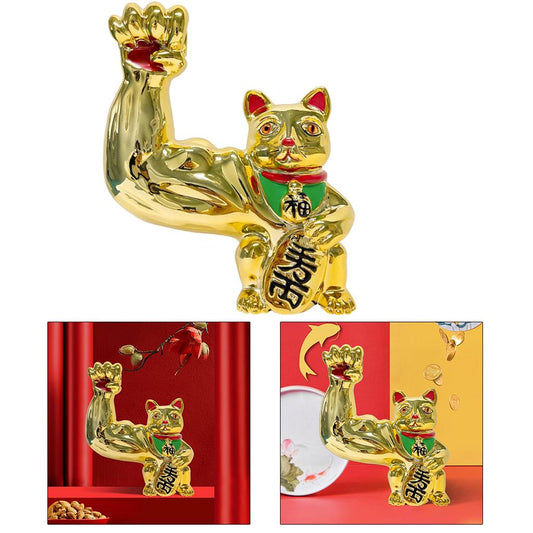 Lucky Cat Figure Creative Feng Shui Animal Statue Table Display Decorative