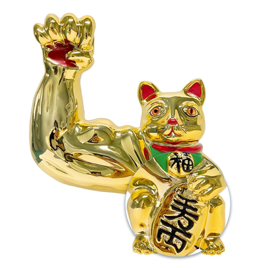 Lucky Cat Figure Creative Feng Shui Animal Statue Table Display Decorative