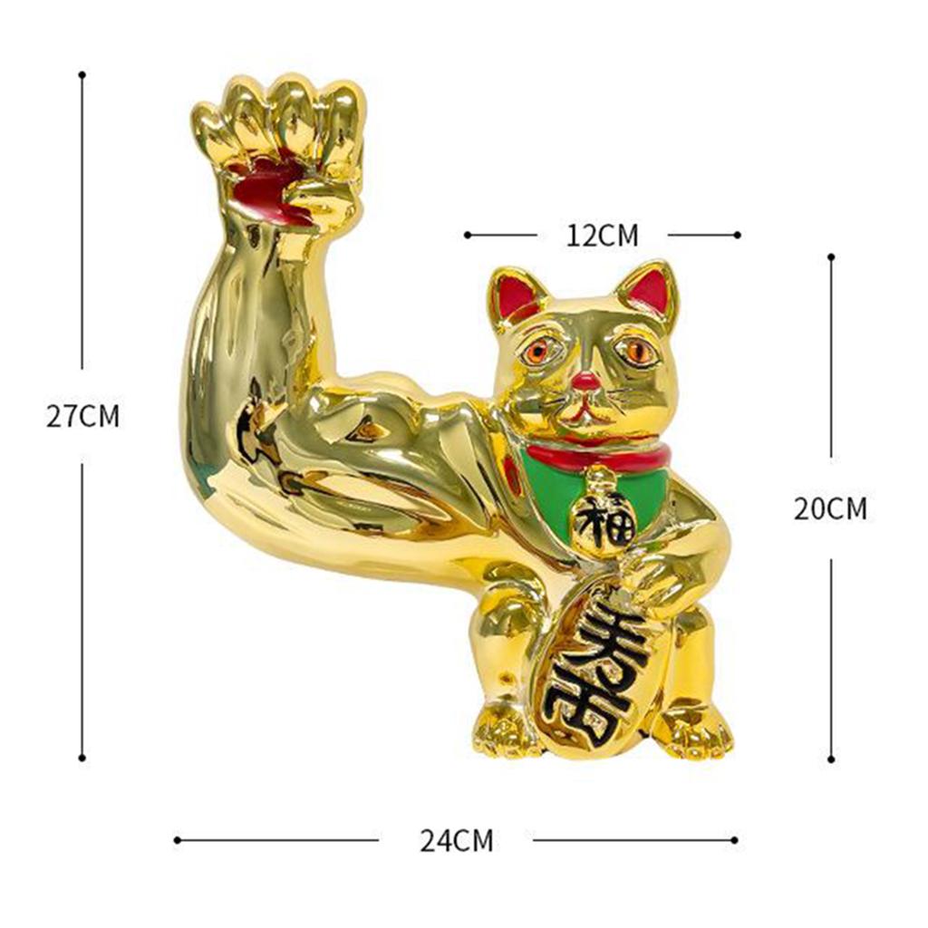 Lucky Cat Figure Creative Feng Shui Animal Statue Table Display Decorative