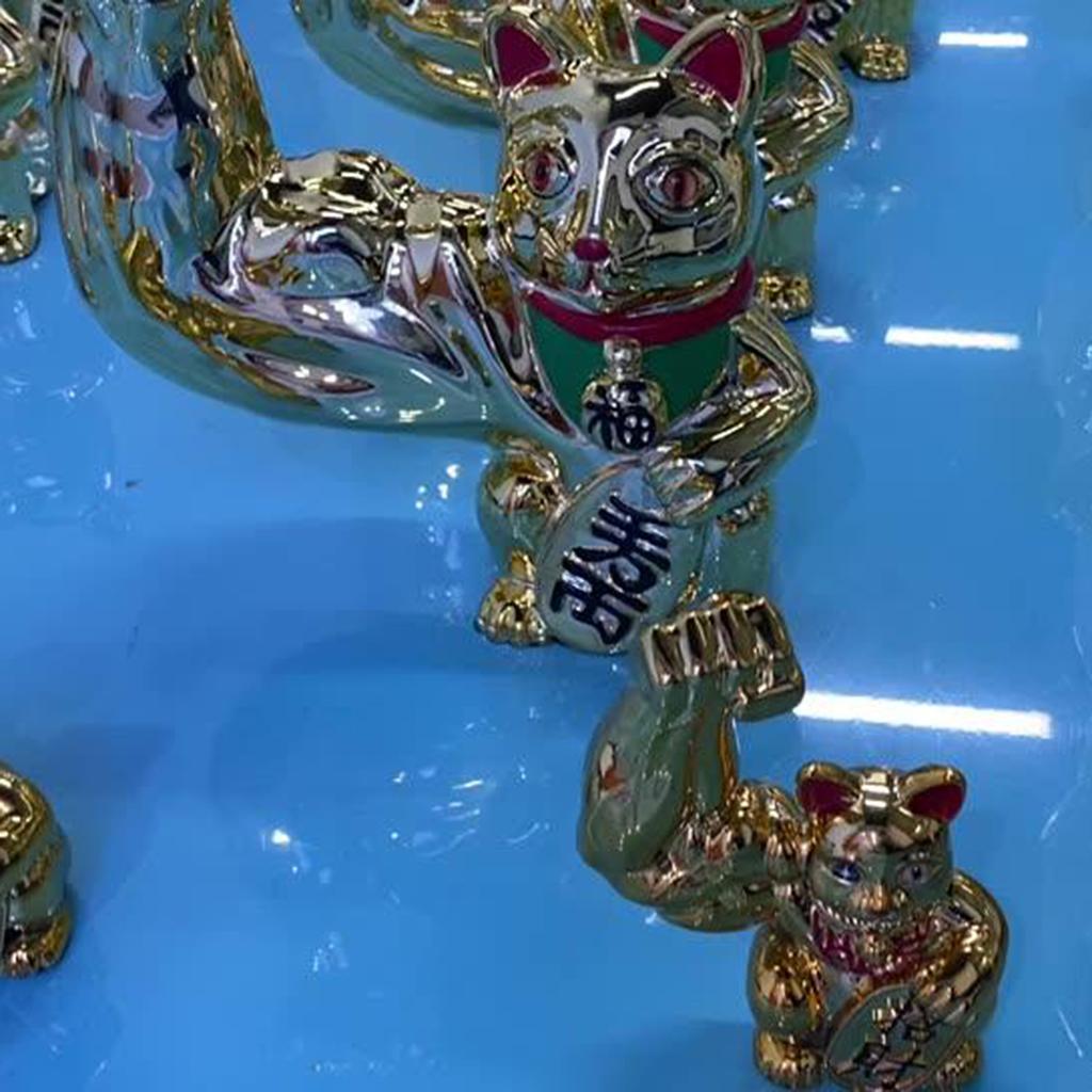 Lucky Cat Figure Creative Feng Shui Animal Statue Table Display Decorative