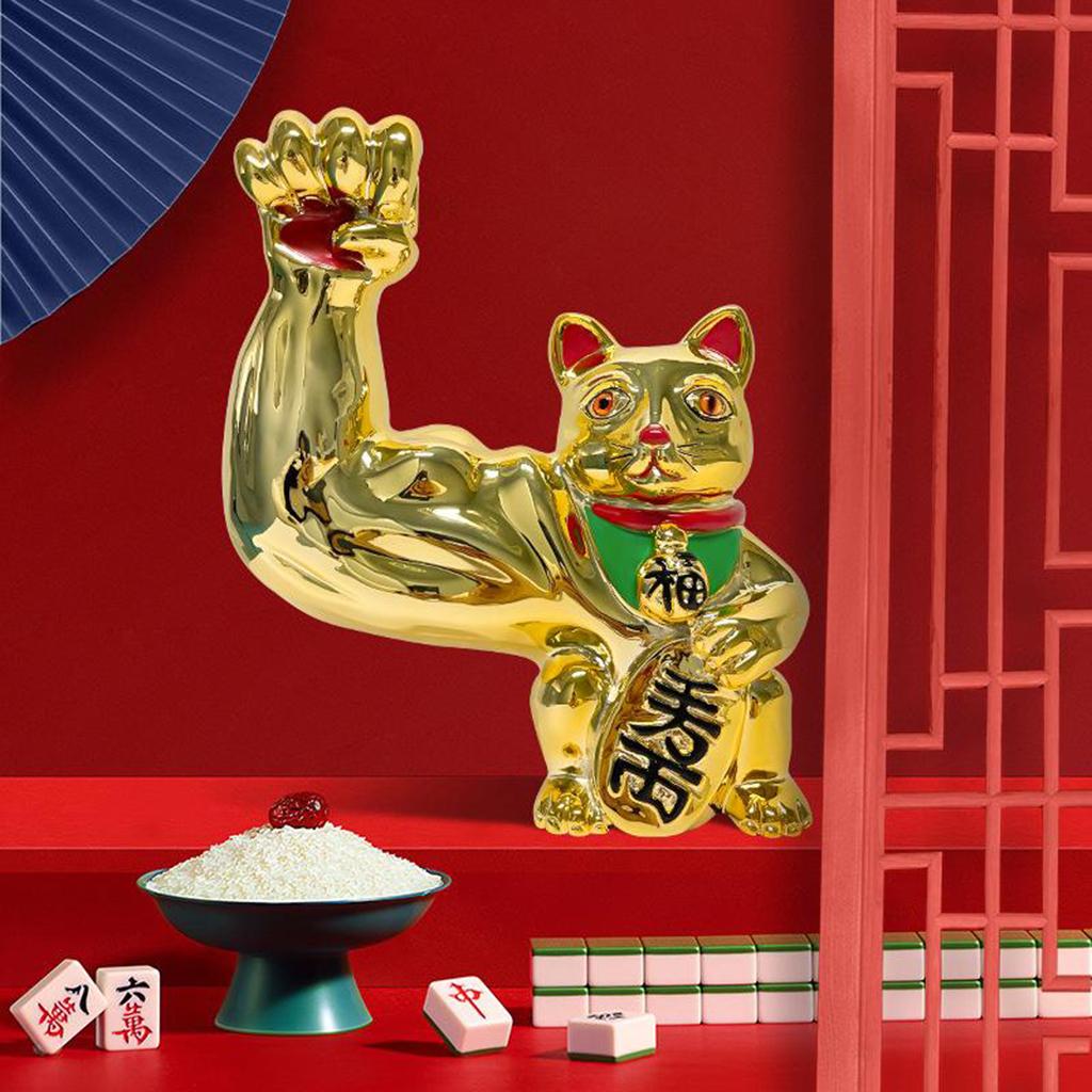 Lucky Cat Figure Creative Feng Shui Animal Statue Table Display Decorative