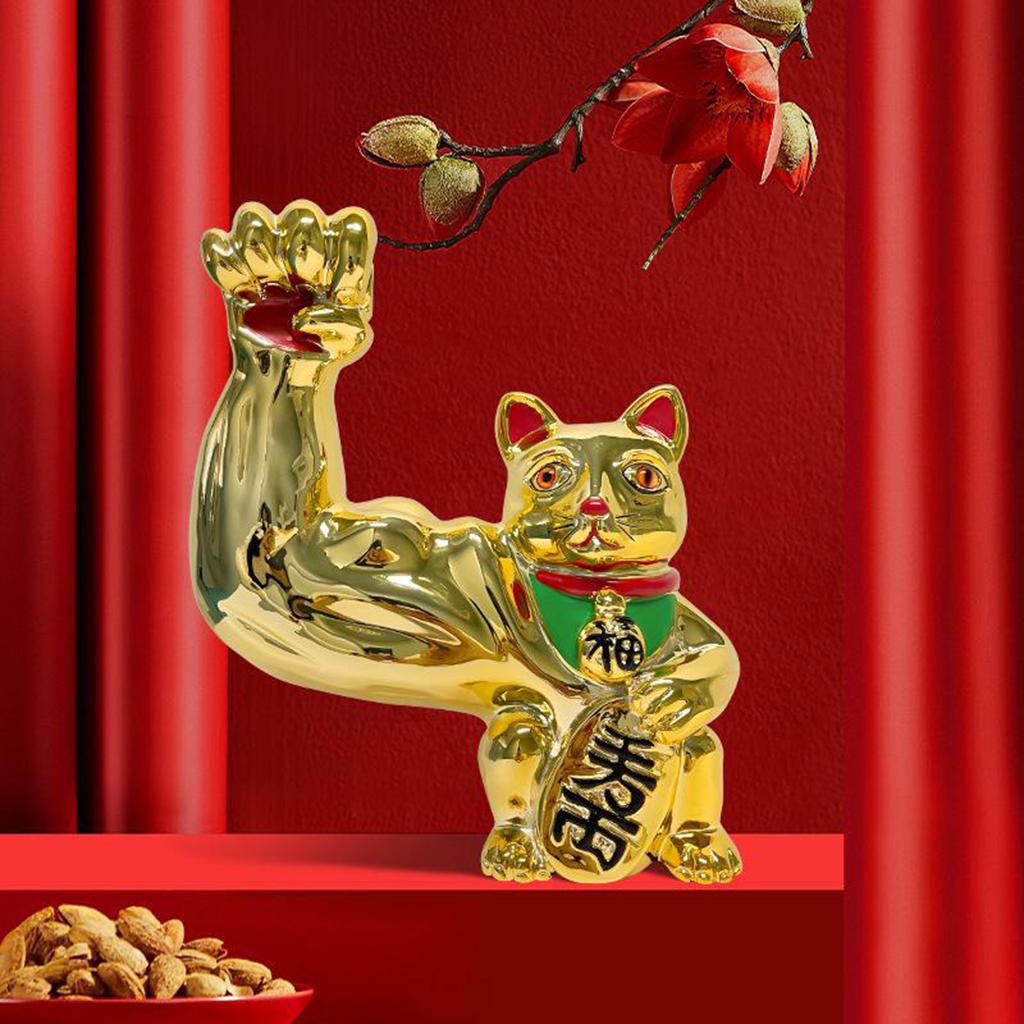 Lucky Cat Figure Creative Feng Shui Animal Statue Table Display Decorative