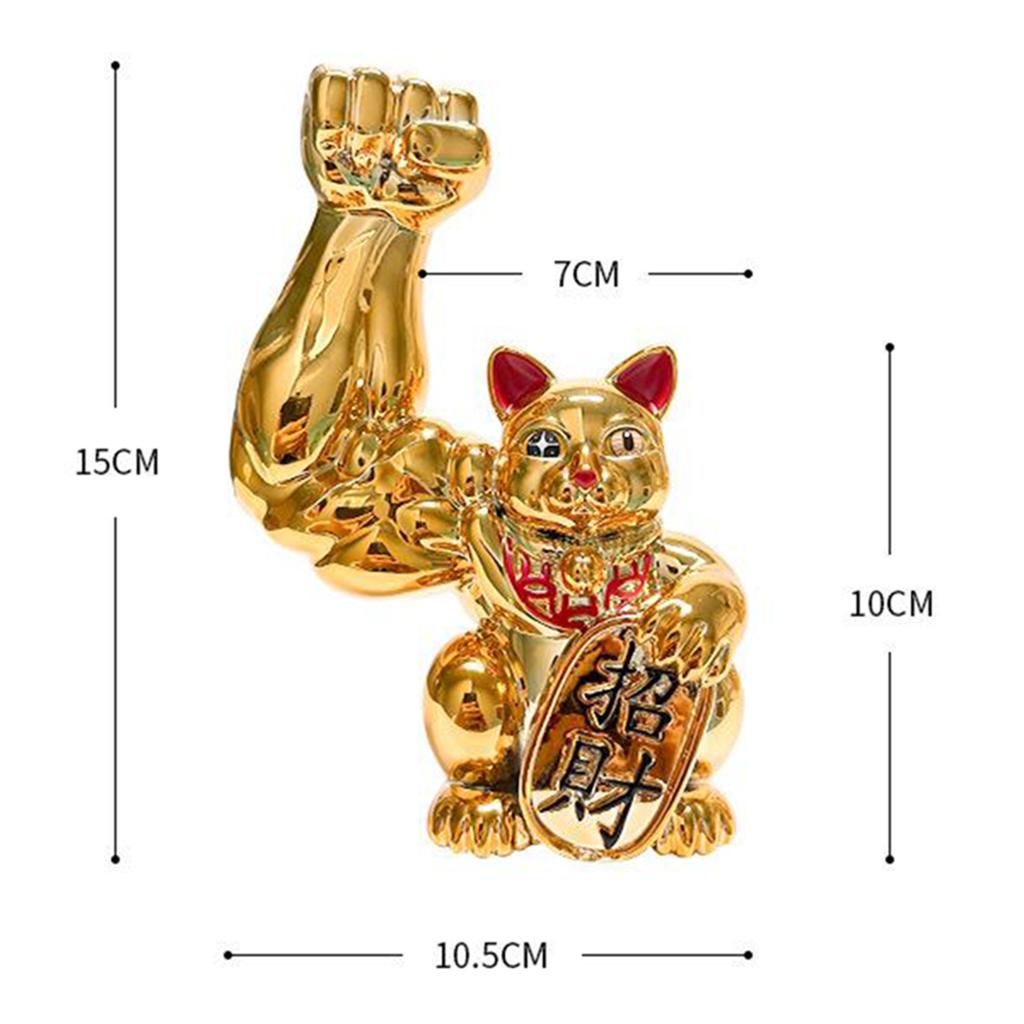 1pc Muscle Arm Lucky Cat Figurines Golden Feng Shui Welcome Cat Home Decor
