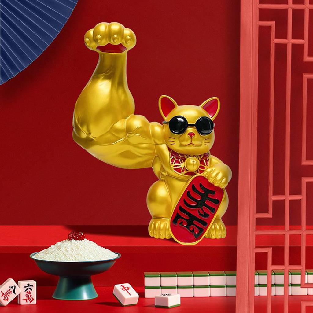 Fortune Lucky Figurines Cat Welcoming Cat Good Luck Feng Shui Cat Ornament