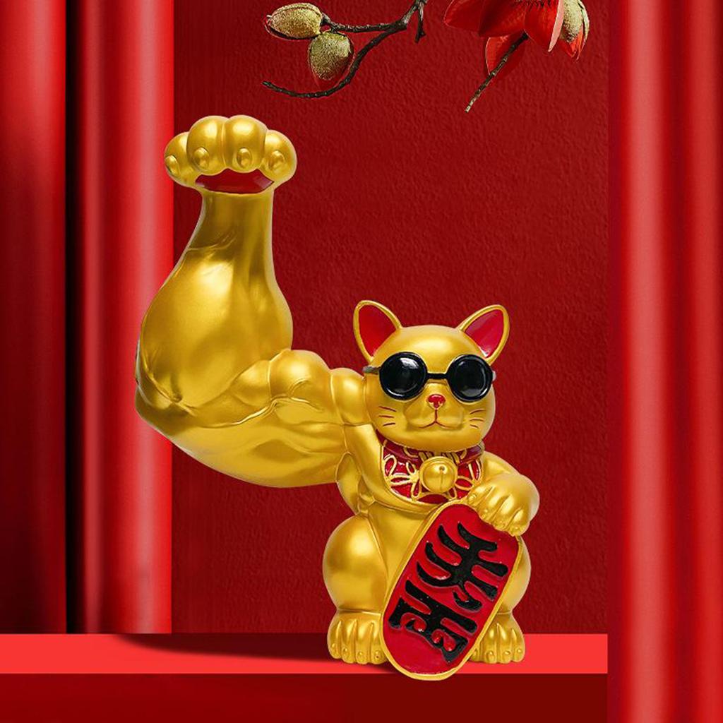 Fortune Lucky Figurines Cat Welcoming Cat Good Luck Feng Shui Cat Ornament