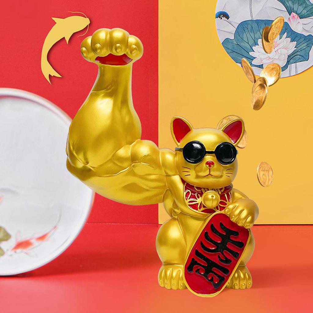 Fortune Lucky Figurines Cat Welcoming Cat Good Luck Feng Shui Cat Ornament