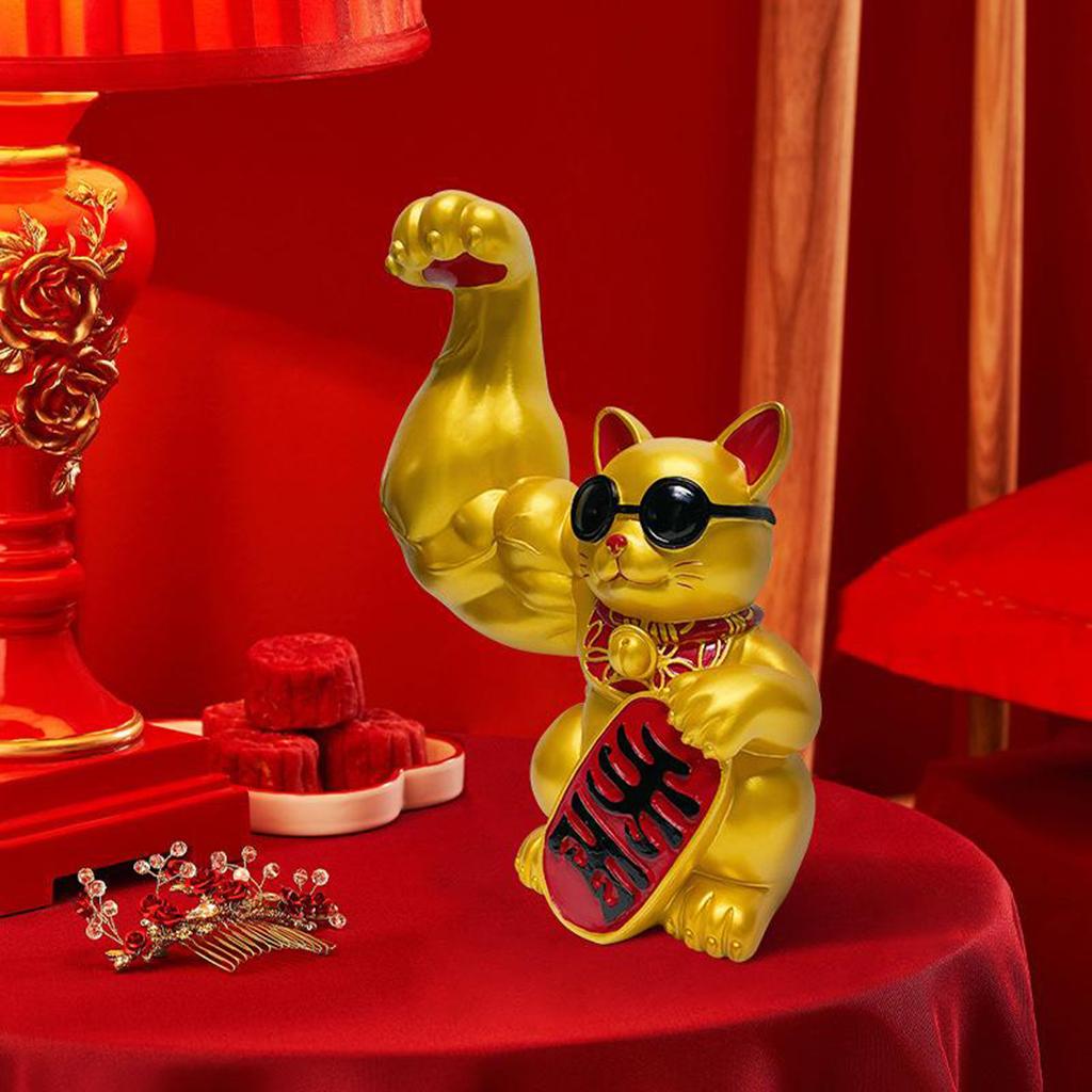 Fortune Lucky Figurines Cat Welcoming Cat Good Luck Feng Shui Cat Ornament