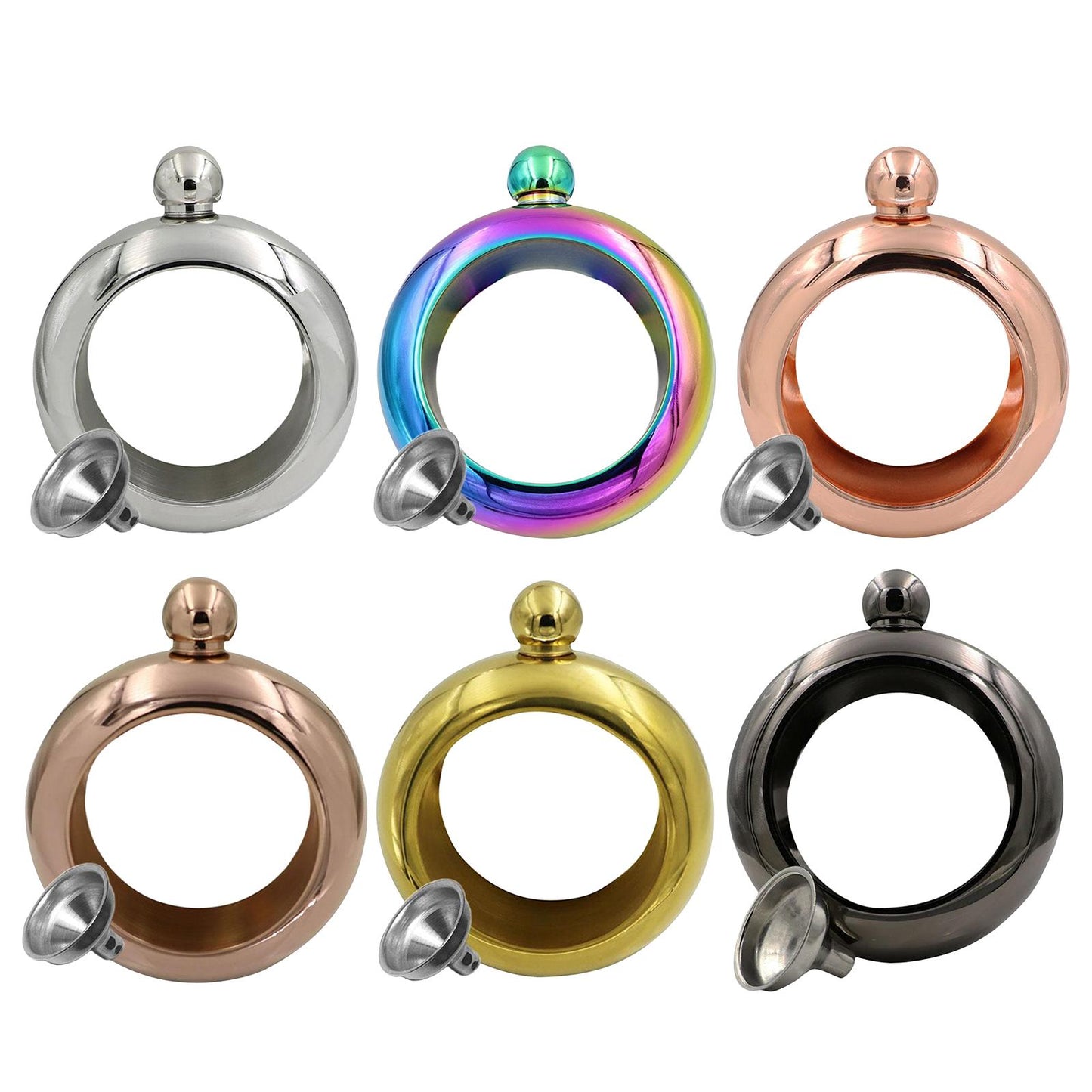 Bracelet Wine Flask with Funnel for Outdoor Camping Hiking Silver